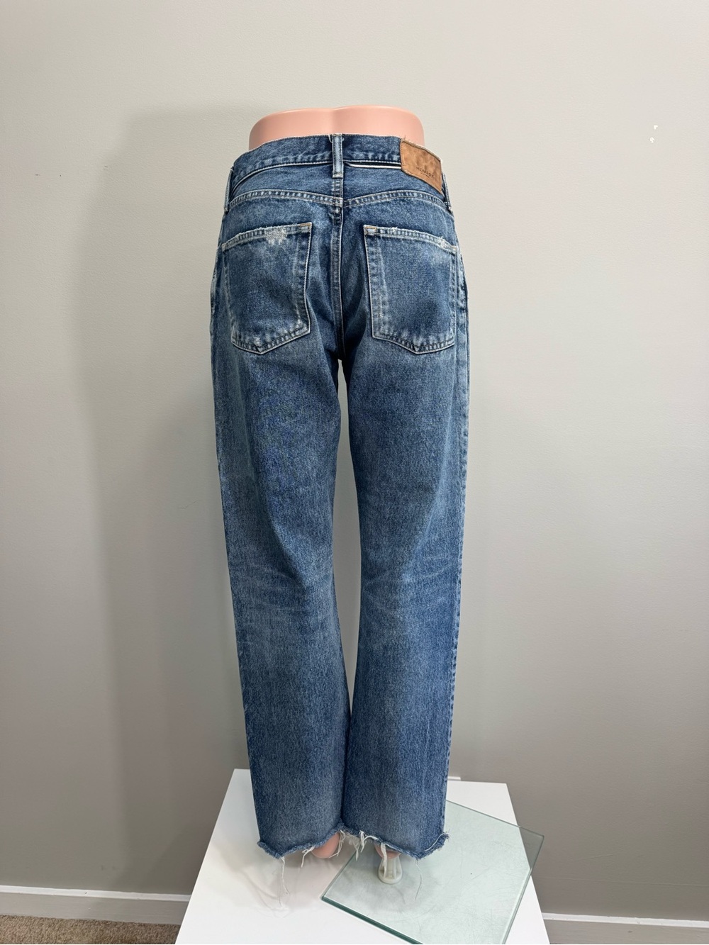MOUSSY VINTAGE MV Sundown Straight Distressed Raw Hem Jeans Blue Size 26